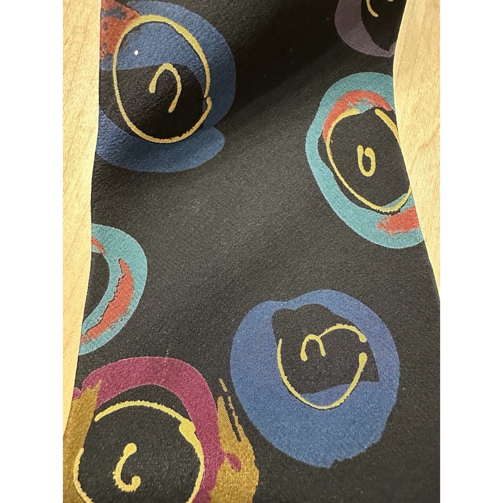 Vtg Ted Lapidus Italy Designer 100% Silk Full Length Men's Neck Tie Black